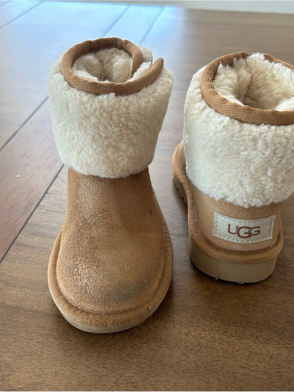UGG Chestnut & Cream Shearling Fold-Over Booties